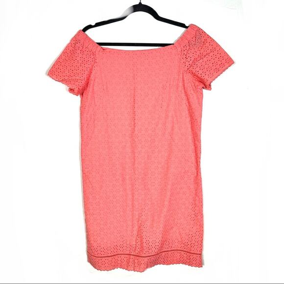 Lauren Ralph Lauren Dresses & Skirts - Ralph Lauren pink off shoulder eyelet casual knee length shift dress size 4 B112